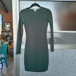 H&M Green Body Con Long-Sleeve Dress